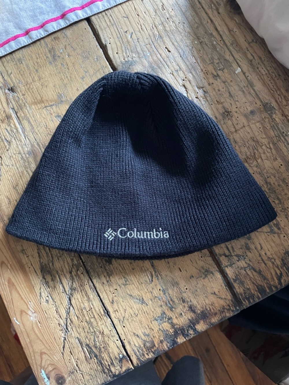 Columbia Black Knit Logo Beanie